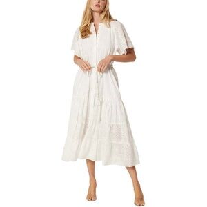 Misa Los Angeles Mallory Cotton Eyelet Dress - White - Sz XS